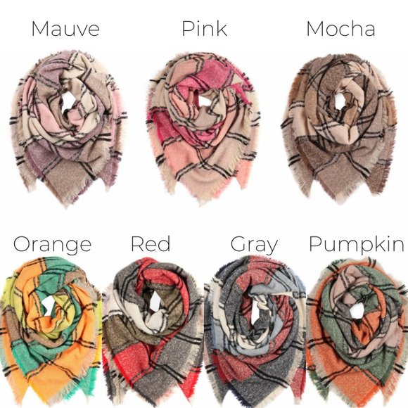 Keeping It Cozy Plaid Blanket Scarf (Pink) - Picture 4 of 4